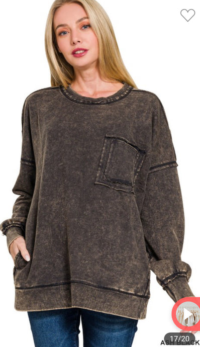 BLACK ACID WASHED SWEATSHIRT 0200J