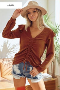 BROWN FRONT TIE TOP 02120