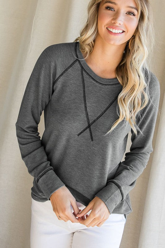 TOP STITCH LONG SLEEVE TOP