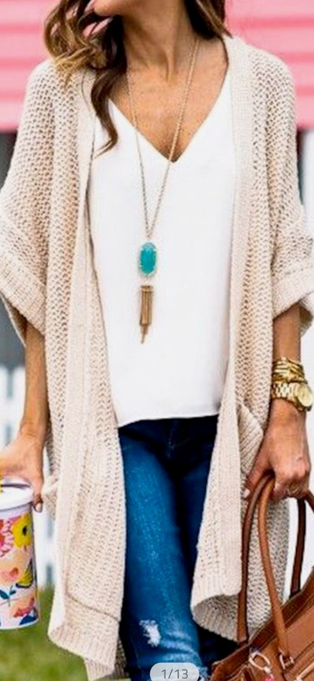 HALF SLEEVE CASUAL KNIT CARDIGAN Aaryn Ivy Boutique